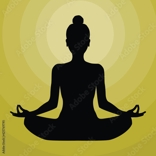 Meditating human in lotus position silhouette. Yoga icon. wellness concept. 