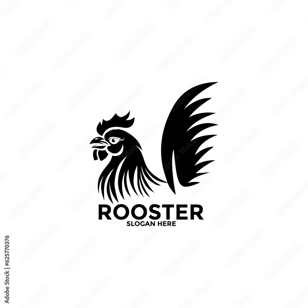 Rooster on Black color logo design, Rooster logo vector template Rooster on Black color logo design, Rooster logo vector template