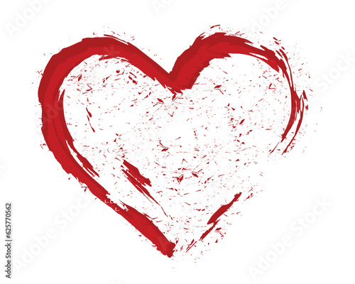 The red heart symbol with watercolor.