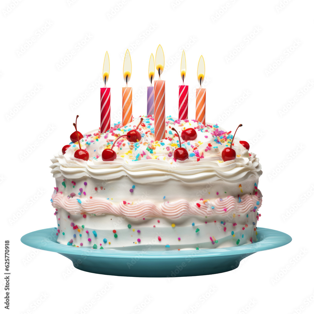 birthday cake with candles isolated on transparent background cutout ...