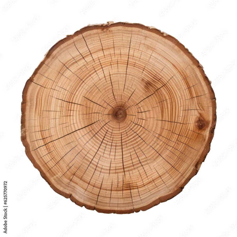 Fototapeta premium slice tree trunk isolated on transparent background cutout