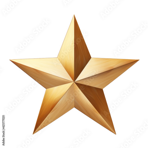 golden star isolated on transparent background cutout
