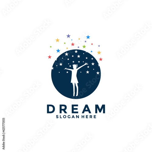 Child dreams logo designs concept vector, Kids Education logo symbol, Children Reaching star logo template