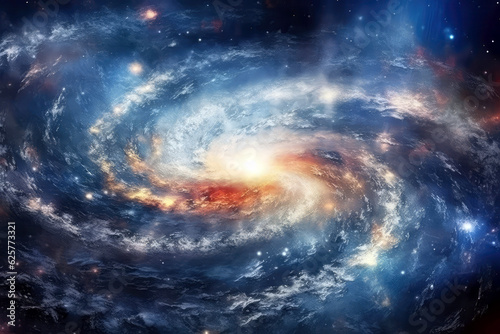 The Serene And Tranquil Beauty Of Distant Galaxy, Its Spiral Arms Filled With Stars. Generative AI