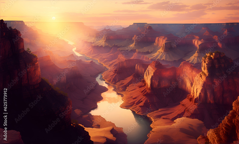 sunset over the Grand Canyon illustration