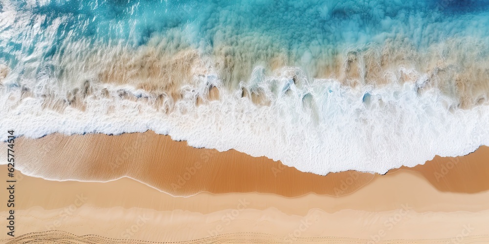 Relaxing holiday. Seaside top view of beautiful with beach landscape and sand with waves Relaxing holiday. Seaside top view of beautiful with beach landscape and sand with waves