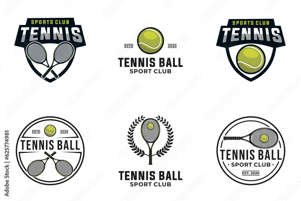 Tennis vector graphic template collection. sport ball illustration set.