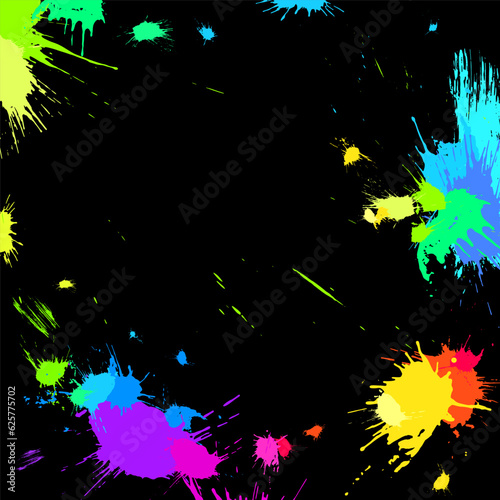 Colorful abstract grunge splashes, vector EPS10. Multicolor abstract wallpaper. Vivid backgrounds series. Bright rainbow colours. Vector without gradient with copy-space. High quality traced