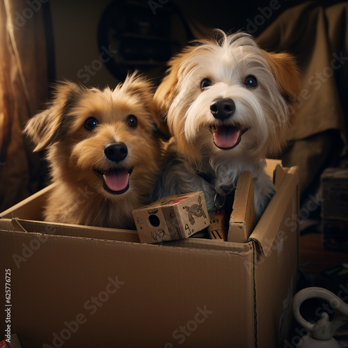 puppy in a box Generative AI © dehrig