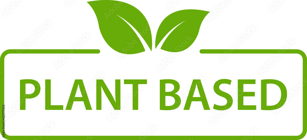 Plant based icon healthy food symbol vegan badge, vegetarian sign for your web site design, logo, app, UI. illustration - obrazy, fototapety, plakaty 
