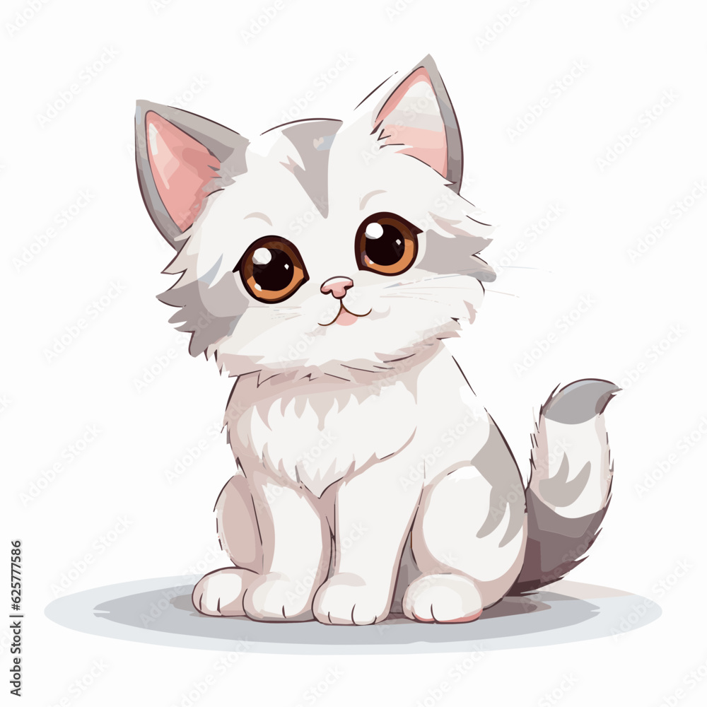 Obraz premium cat cartoon clipart vector white background