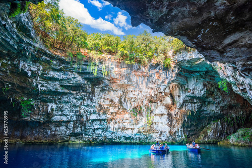 Melissani Cave, Greece. Natural landmark of Ionian islands, Kefalonia.