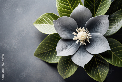 Blossom flower hellebore on a gray background photo