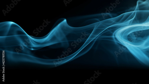Blue wavy smoke on black background © alisaaa