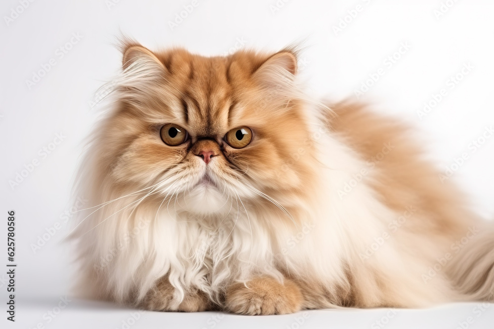 Image of persian cat on a white background. Pet. Animals. Illustration, generative AI.