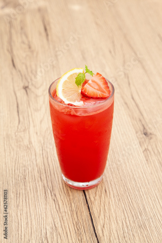 Refreshing drink made from watermelon, strawberry ,lemon soda.