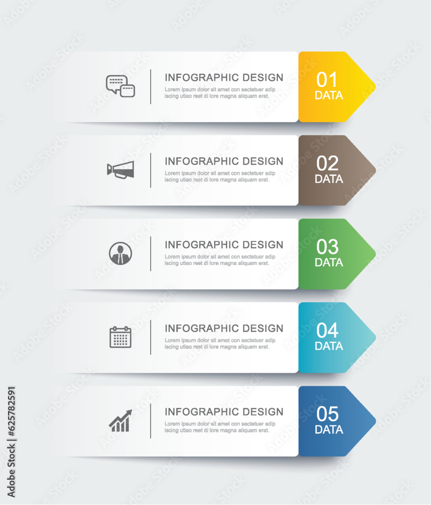 5 data infographics tab paper index template. Vector illustration abstract background. 5 data infographics tab paper index template. Vector illustration abstract background.