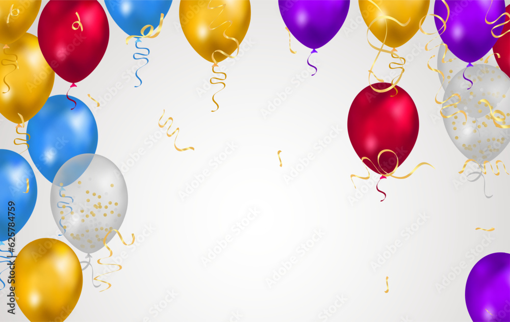 Happy birthday horizontal illustration Celebrate with balloons Stock ...