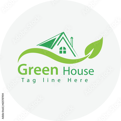 Vector green eco house logo concept