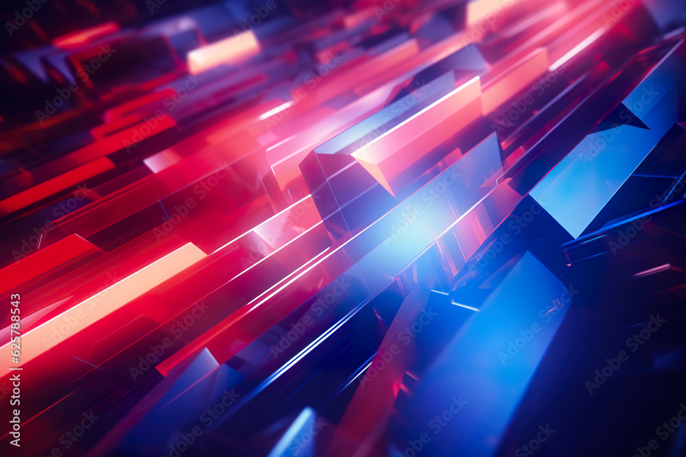 Futuristic abstract background with with glowing blue and red blocks Futuristic abstract background with with glowing blue and red blocks