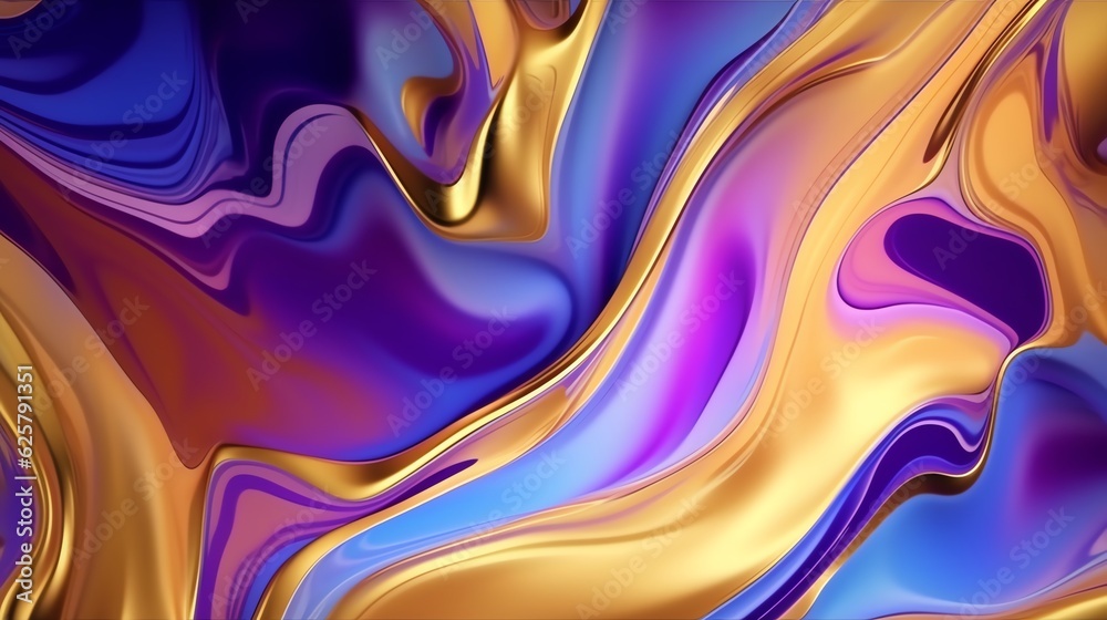 Obraz premium wallpaper abstrack organic liquid ilustration blue purple gold