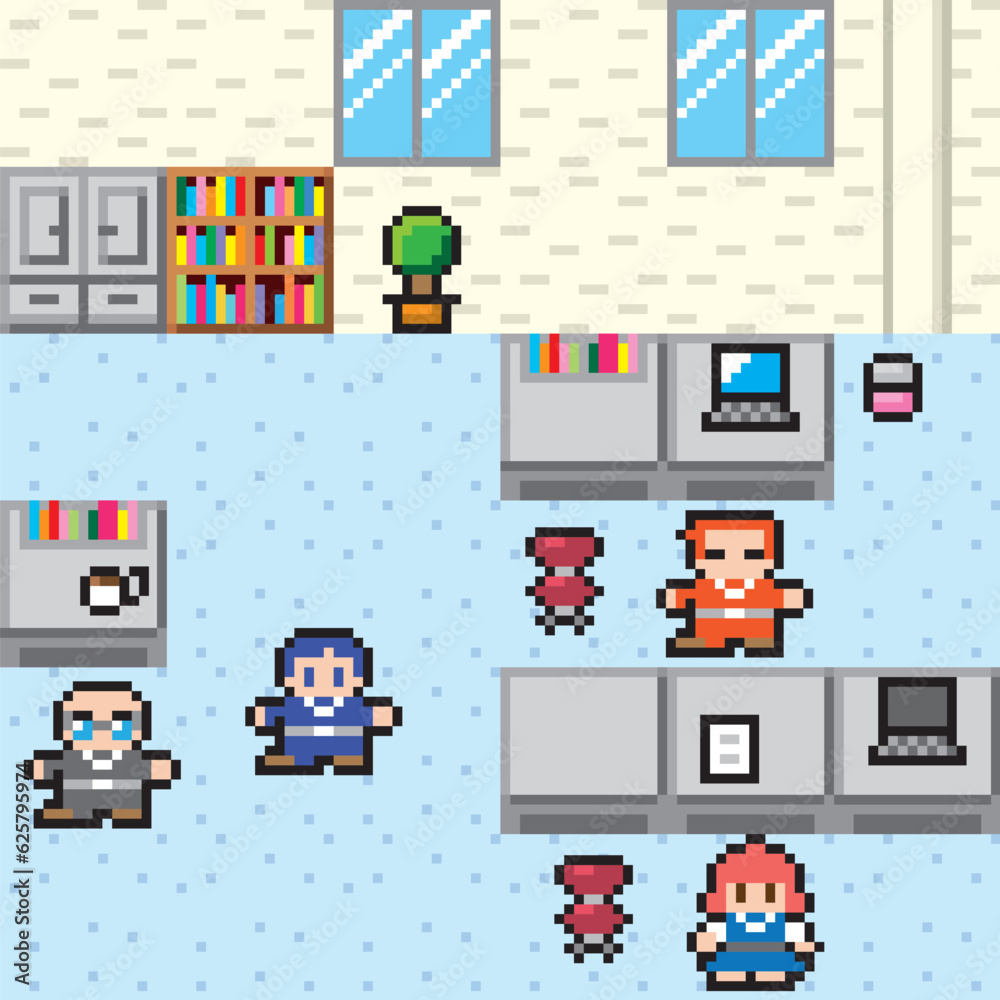 現代RPG風ドット絵 オフィス ミニ画面 現代RPG風ドット絵 オフィス ミニ画面
