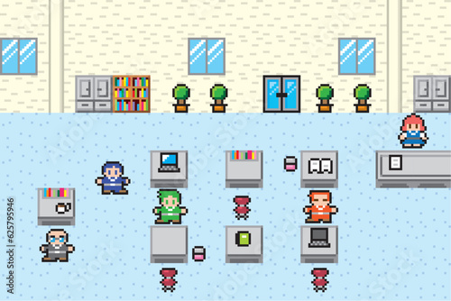 現代RPG風ドット絵　オフィス