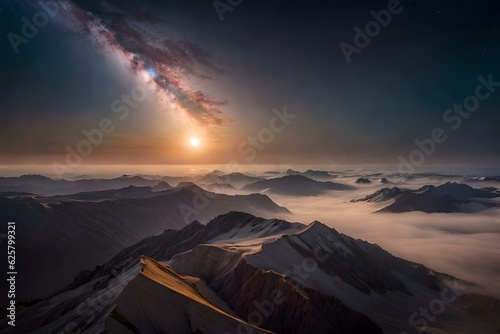sunrise in the mountains generated by AI technology