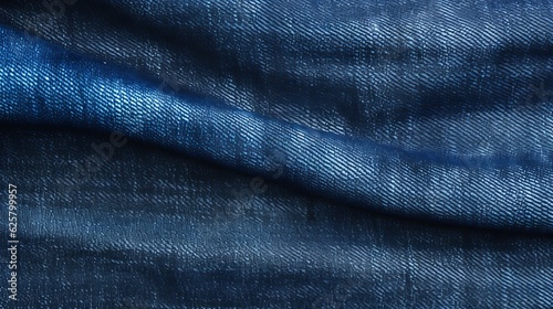 Blue jeans cloth texture, close up photo. Generative ai
