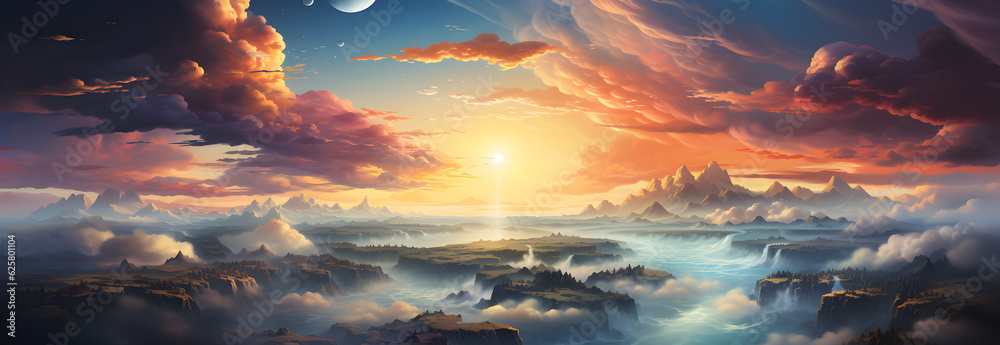 sky sunset above the clouds abstract illustration Generative AI