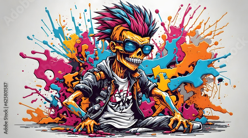 SKELETON GRAFFITI STYLE ILLUSTRATION - Generative AI technology