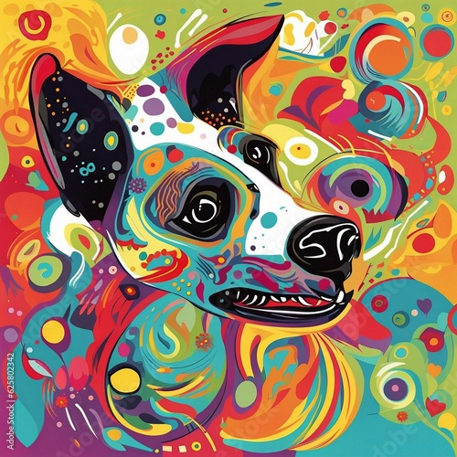 generative AI - colorful dog funky art illustration
