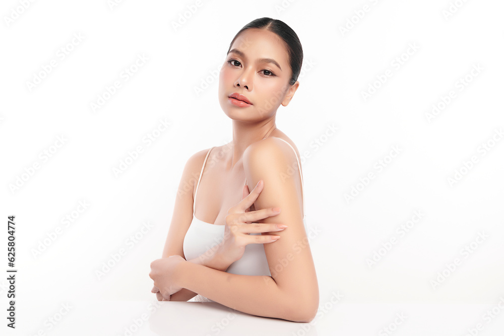 Beautiful young asian woman with clean fresh skin on white background, Face care, Facial treatment, Cosmetology, beauty and spa, Asian women portrait. Beautiful young asian woman with clean fresh skin on white background, Face care, Facial treatment, Cosmetology, beauty and spa, Asian women portrait.