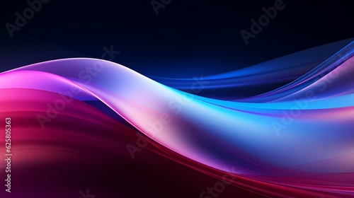 Blue and purple waves on dark background. Generative ai
