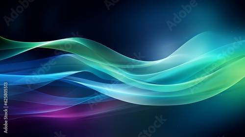 Abstract futuristic neon lights lines waves on dark background. Generative ai