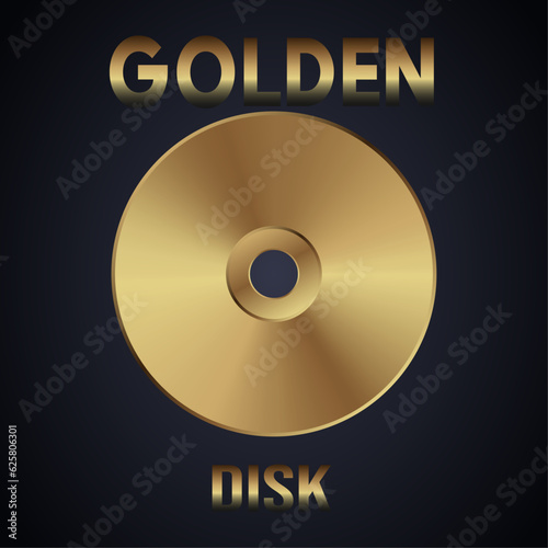 Golden disk on a dark background. Vector illustration