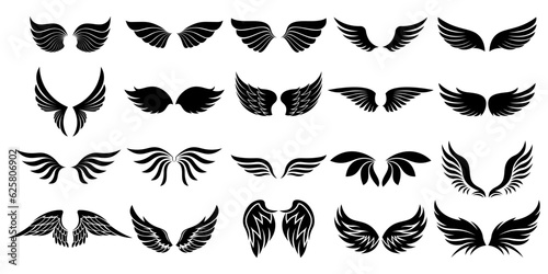 Wings icons set. Simple set wings vector icons for design