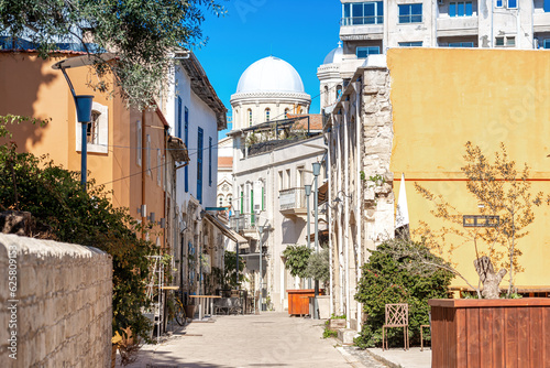 Famous touristic street leading to Ayia Napa Cathedral. Limassol, Cyprus
