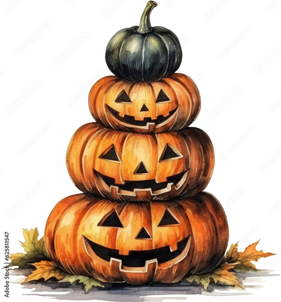 Cute Watercolor Pumpkin Stack Halloween Clipart Cute Watercolor Pumpkin Stack Halloween Clipart