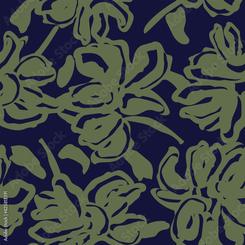 Neutral Colour Abstract Floral Seamless Pattern Design