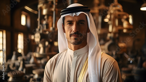 Muslim businessman in a traditional white Generative AI © kitti