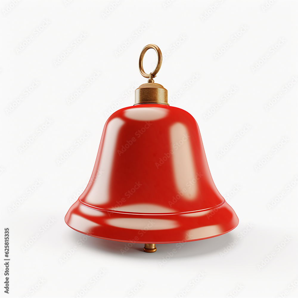 red school bell icon 3d rendering on white isolated background red school bell icon 3d rendering on white isolated background