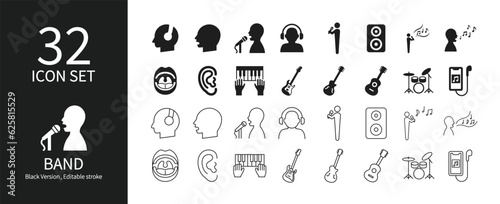 Icon set related to music bands