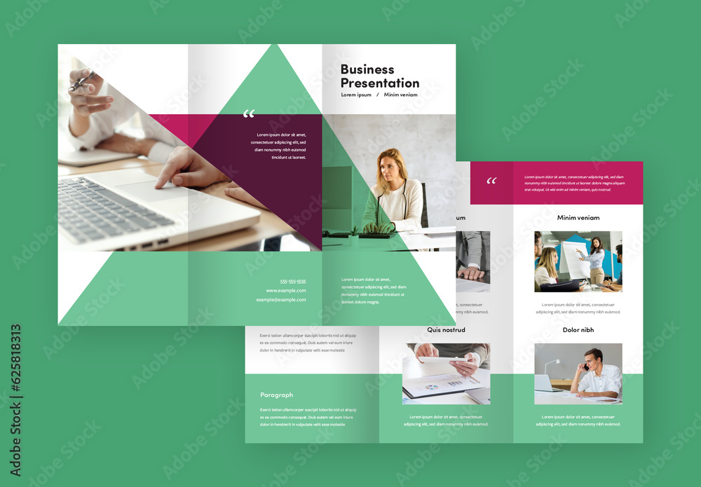 Trifocus Documents Trifold Layout For Business Presentation Stock Template | Adobe Stock