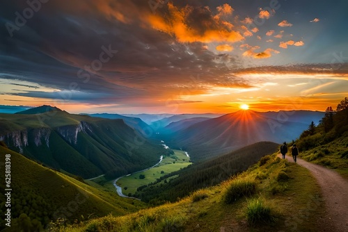 sunset over the mountains