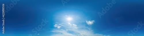 blue sky panorama with puffy clouds, for compositing in 3D graphics and aerial spherical panoramas as a sky dome