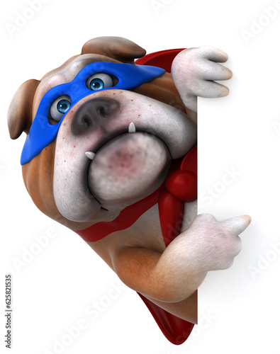 Fun 3D cartoon illustration of a dog superhero