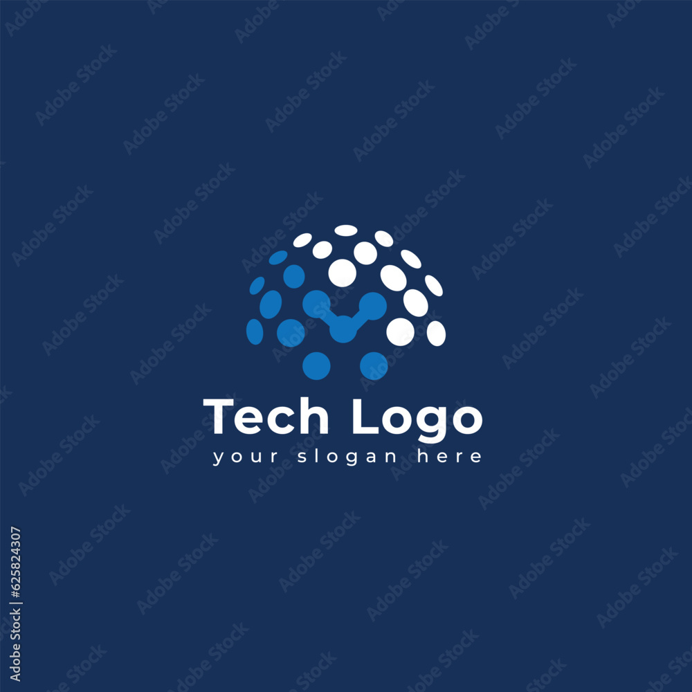 Technology logo template vector illustration. graphic geometric tech logo 