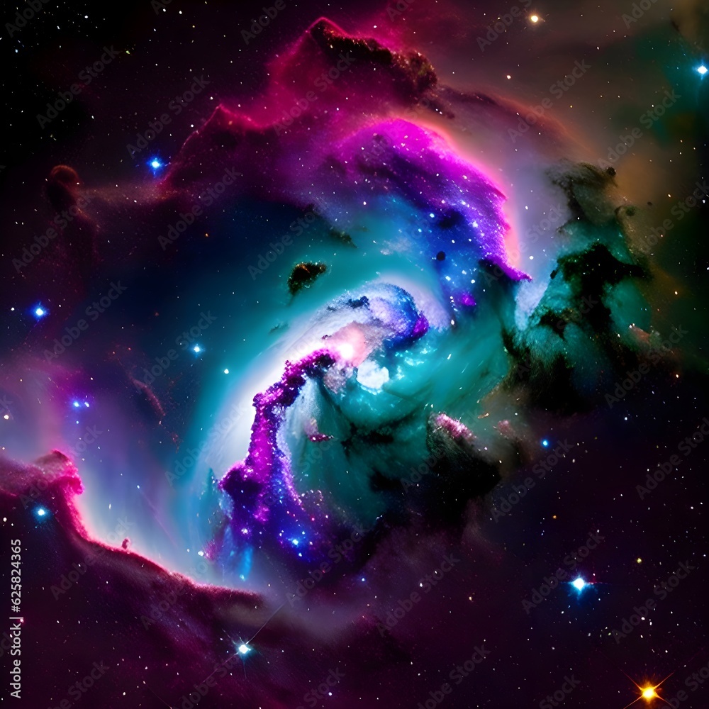 True color space galaxy cloud nebula. Space science astronomy. Supernova background wallpaper background with clouds.