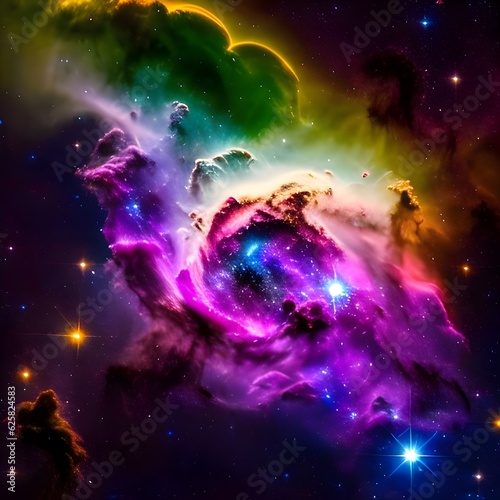 True color space galaxy cloud nebula. Space science astronomy. Supernova background wallpaper background with clouds. © kavindu